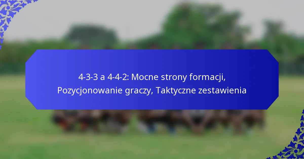4-3-3 a 4-4-2: Mocne strony formacji, Pozycjonowanie graczy, Taktyczne zestawienia