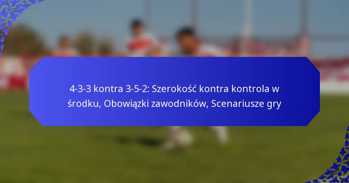 4-3-3 kontra 3-5-2: Szerokość kontra kontrola w środku, Obowiązki zawodników, Scenariusze gry