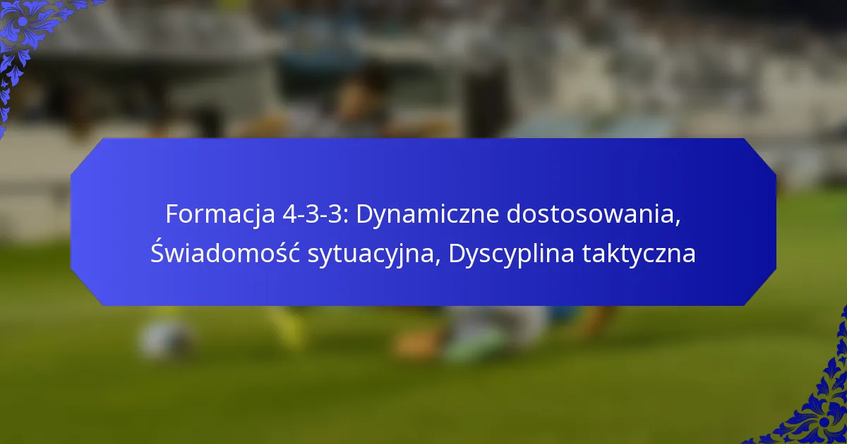 Formacja 4-3-3: Dynamiczne dostosowania, Świadomość sytuacyjna, Dyscyplina taktyczna