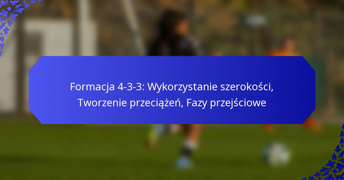 Formacja 4-3-3: Wykorzystanie szerokości, Tworzenie przeciążeń, Fazy przejściowe