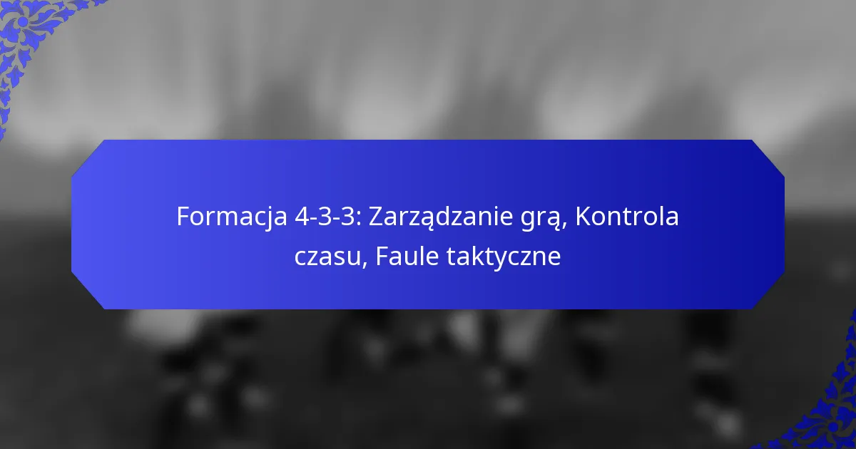 Formacja 4-3-3: Zarządzanie grą, Kontrola czasu, Faule taktyczne