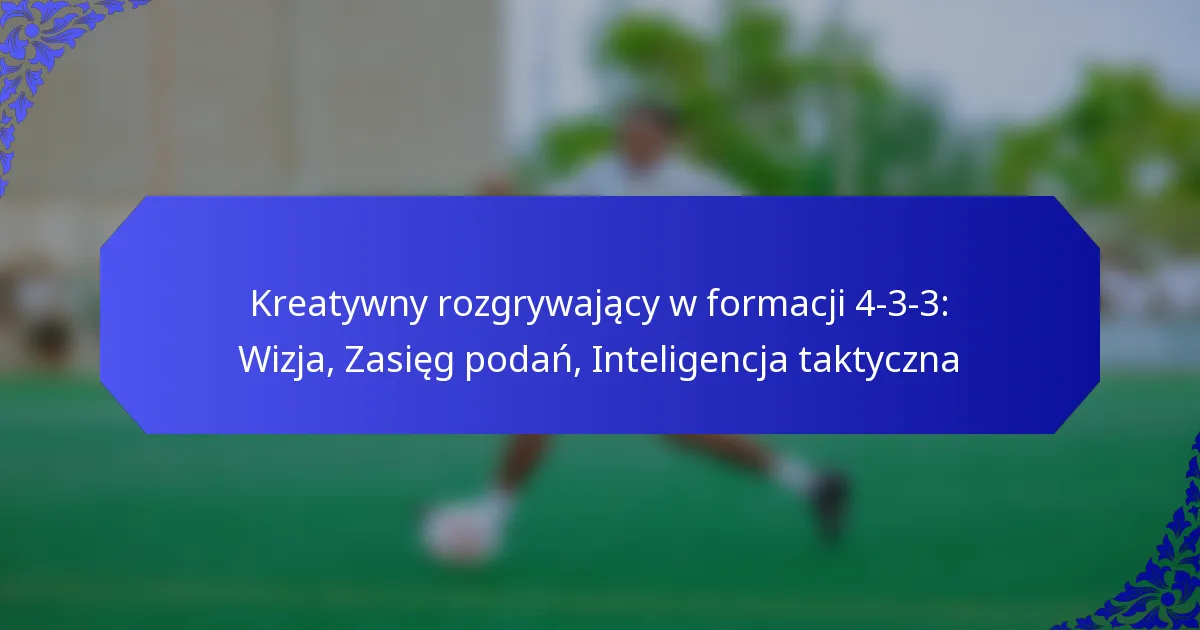Kreatywny rozgrywający w formacji 4-3-3: Wizja, Zasięg podań, Inteligencja taktyczna